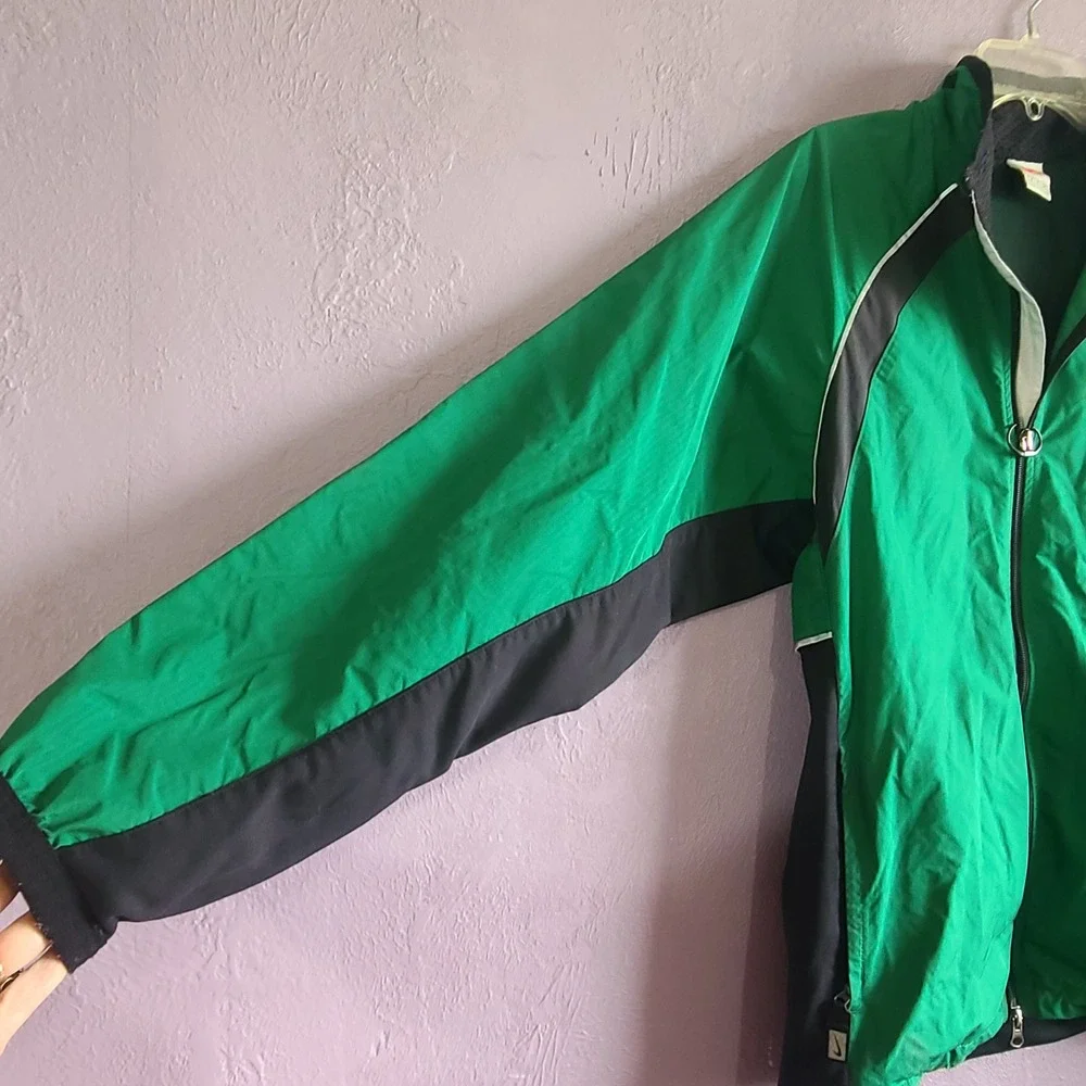 Vtg Nike Windbreaker Jacket Mens Small Green Black Colorblock Ripstop Full Zip